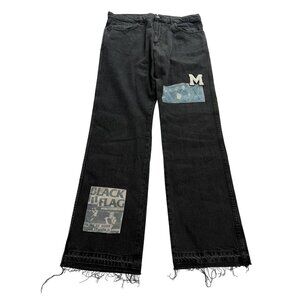 Mr. Saturday Patchwork Black Flag Jeans in Black